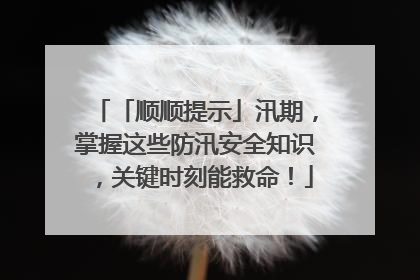 「顺顺提示」汛期，掌握这些防汛安全知识，关键时刻能救命！