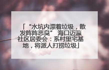 “水坑内漂着垃圾，散发阵阵恶臭” 海口迈瀛社区居委会：系村里宅基地，将派人打捞垃圾