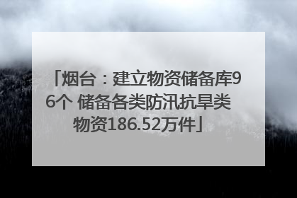 烟台：建立物资储备库96个 储备各类防汛抗旱类物资186.52万件