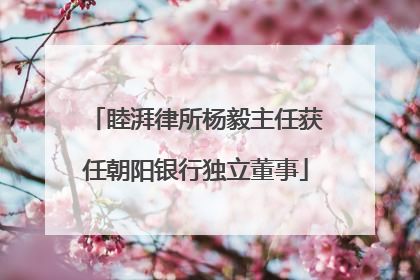 睦湃律所杨毅主任获任朝阳银行独立董事