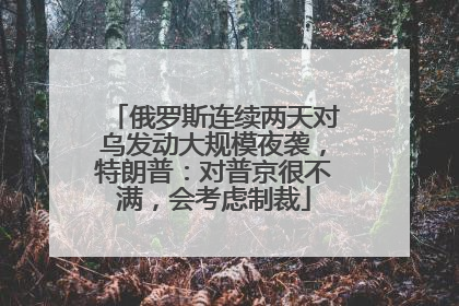 俄罗斯连续两天对乌发动大规模夜袭，特朗普：对普京很不满，会考虑制裁