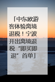 中东欧游客体验离境退税！宁波开出离境退税“即买即退”首单