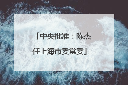 中央批准：陈杰任上海市委常委