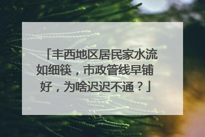 丰西地区居民家水流如细筷，市政管线早铺好，为啥迟迟不通？