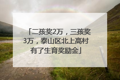 二孩奖2万，三孩奖3万，泰山区北上高村有了生育奖励金