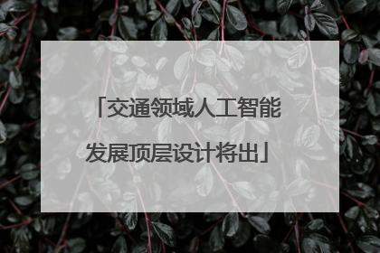 交通领域人工智能发展顶层设计将出