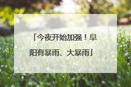 今夜开始加强！阜阳有暴雨、大暴雨
