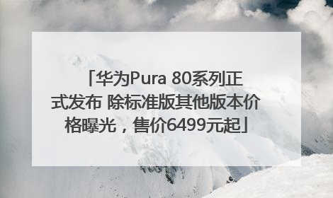 华为Pura 80系列正式发布 除标准版其他版本价格曝光，售价6499元起