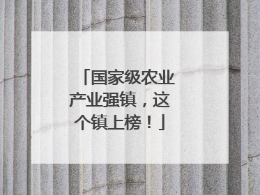 国家级农业产业强镇，这个镇上榜！