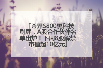 尊界S800黑科技刷屏，A股合作伙伴名单出炉！下周8股解禁市值超10亿元