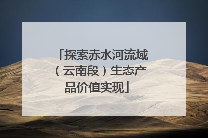 探索赤水河流域（云南段）生态产品价值实现
