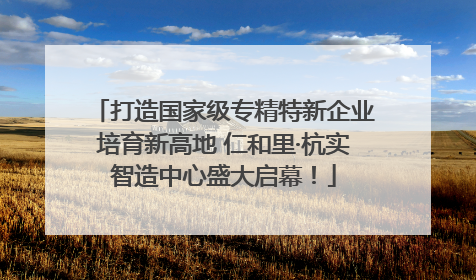 打造国家级专精特新企业培育新高地 仁和里·杭实智造中心盛大启幕！