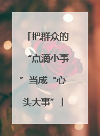 把群众的“点滴小事”当成“心头大事”
