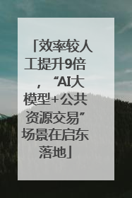 效率较人工提升9倍，“AI大模型+公共资源交易”场景在启东落地
