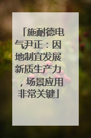 施耐德电气尹正：因地制宜发展新质生产力，场景应用非常关键