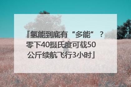 氢能到底有“多能”？零下40摄氏度可载50公斤续航飞行3小时