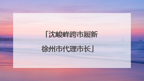 沈峻峰跨市履新徐州市代理市长