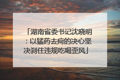 湖南省委书记沈晓明：以猛药去疴的决心坚决刹住违规吃喝歪风