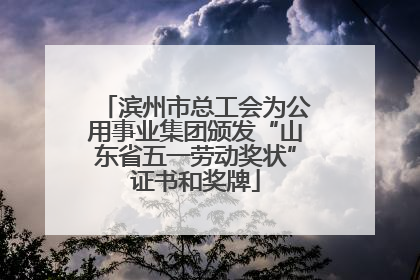 滨州市总工会为公用事业集团颁发“山东省五一劳动奖状”证书和奖牌