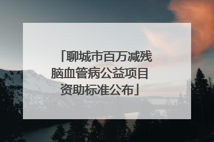 聊城市百万减残脑血管病公益项目资助标准公布