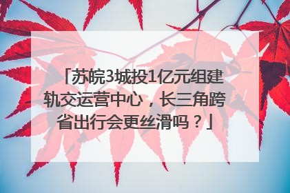 苏皖3城投1亿元组建轨交运营中心，长三角跨省出行会更丝滑吗？