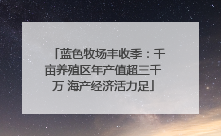 蓝色牧场丰收季：千亩养殖区年产值超三千万 海产经济活力足