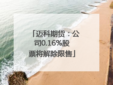 迈科期货：公司0.16%股票将解除限售