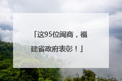 这95位闽商，福建省政府表彰！