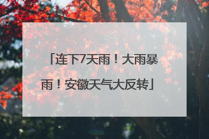 连下7天雨！大雨暴雨！安徽天气大反转