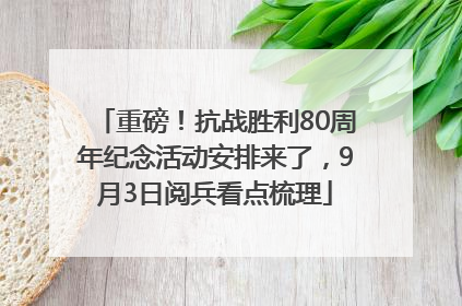 重磅！抗战胜利80周年纪念活动安排来了，9月3日阅兵看点梳理