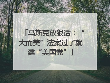 马斯克放狠话：“大而美”法案过了就建“美国党”