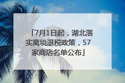 7月1日起，湖北落实离境退税政策，57家商店名单公布